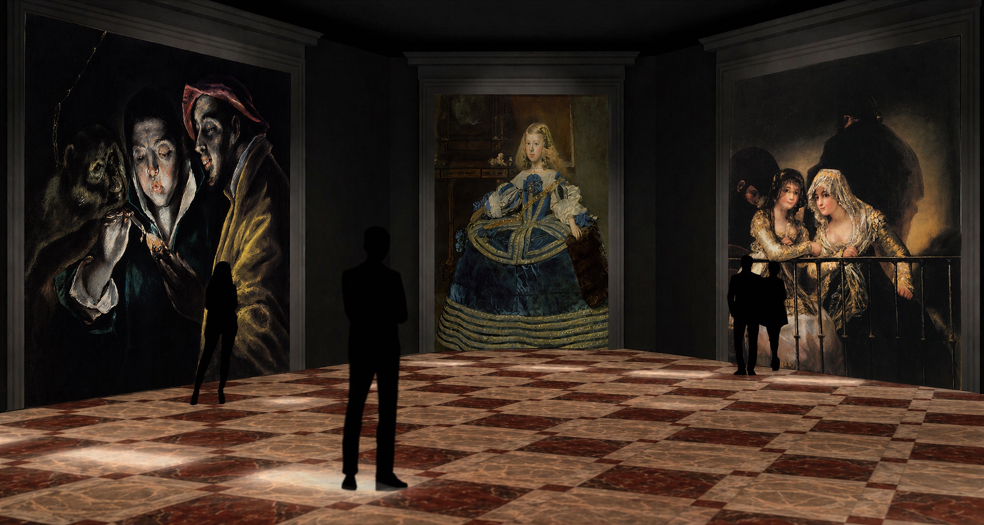 Sala inmersiva con proyecciones de El Greco, Velázquez y Goya — Nomad Museo Madrid